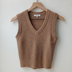 Madewell Fineloft Shrunken Sweater Vest Caramel Women's XXS